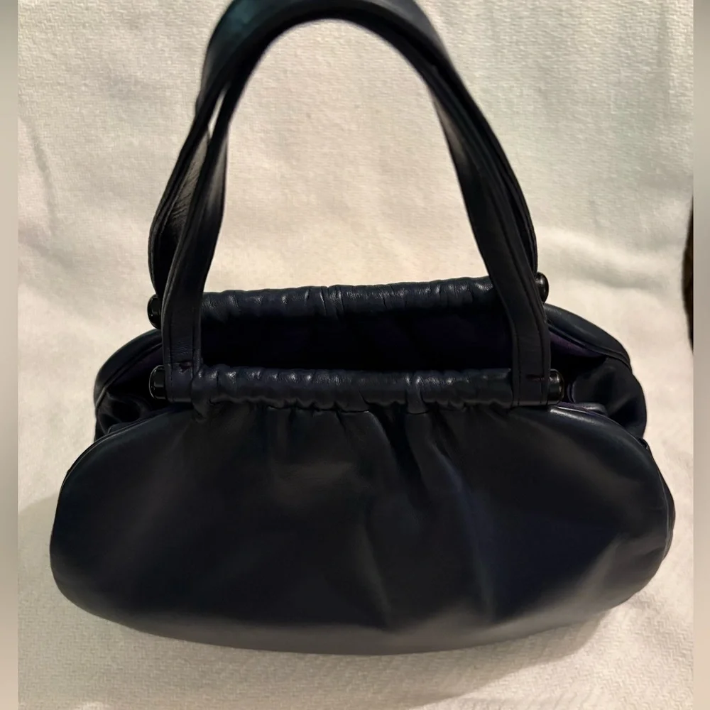 Classic Black Leather Satchel Handbag